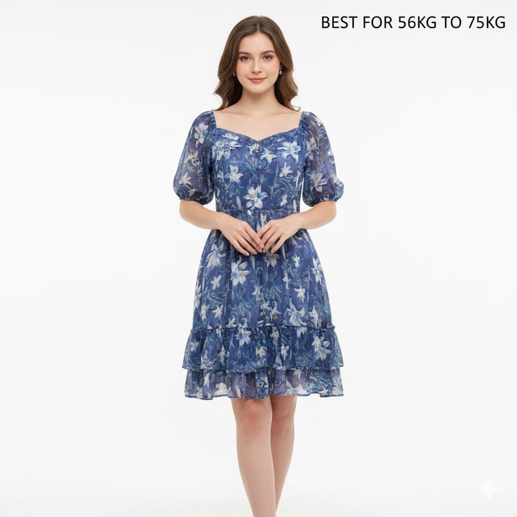 Vintage Floral print Summer Mini Dress (Party,Casual and Beach Holidy Dress)