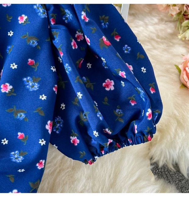 "Elegant Floral Maxi Skirt Set – Premium Puff Sleeve Top & Flowing Skirt, Two Stunning Shades"